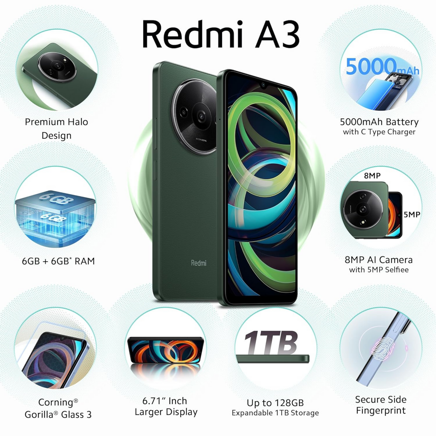 Redmi A3 Olive Green 6GB 128GB