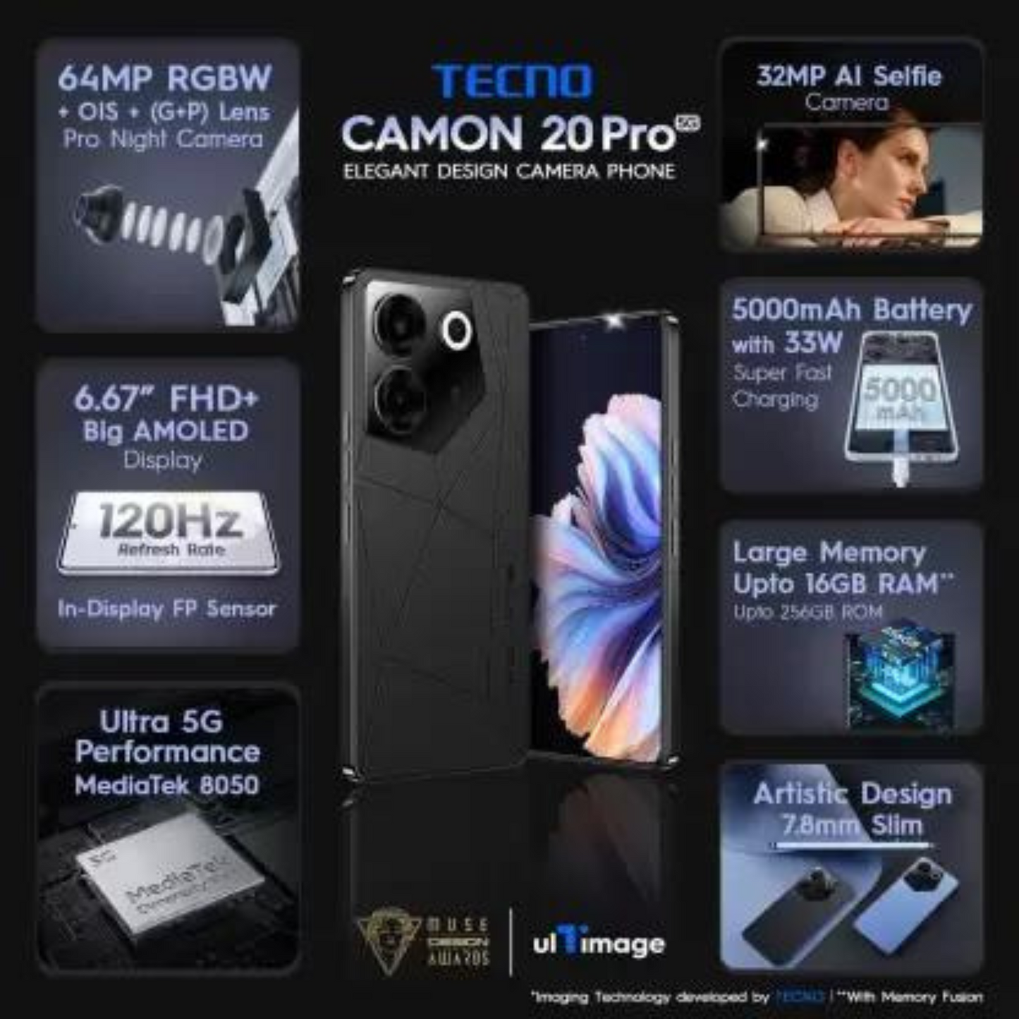 Tecno Camon 20Pro 5G Dark Welkin 8GB 128GB